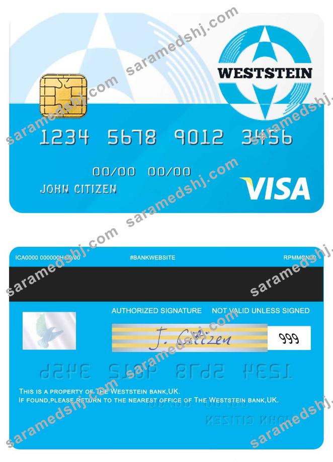 UK Weststein bank visa card